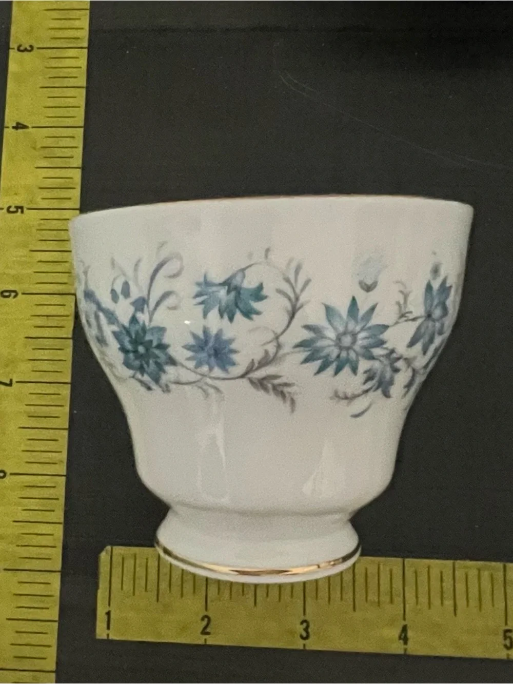 Colclough Braganza Blue Floral bone china Teacup and Saucer with Gold Trim